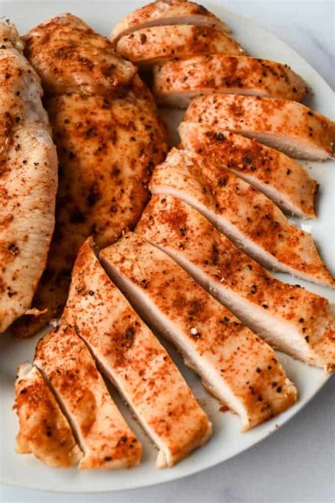 juicy oven baked thin sliced chicken breasts