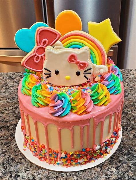 Hello kitty rainbow cake | Hello kitty cake, Hello kitty birthday cake ...
