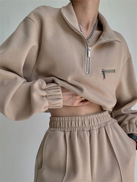 zip sweatshirt  sweatpants khakiplus size spring vibes summer