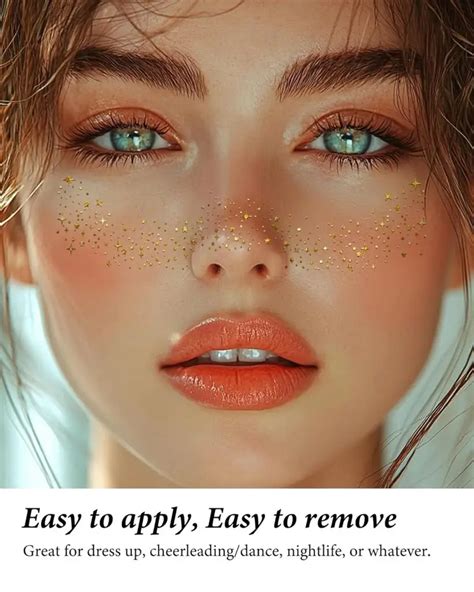 Shine Bright at Every Festival with Gold Glitter Freckles Temporary ...