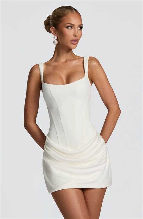White Mini Dress - Cornelia Mini Dress - Ivory | Babyboo Fashion