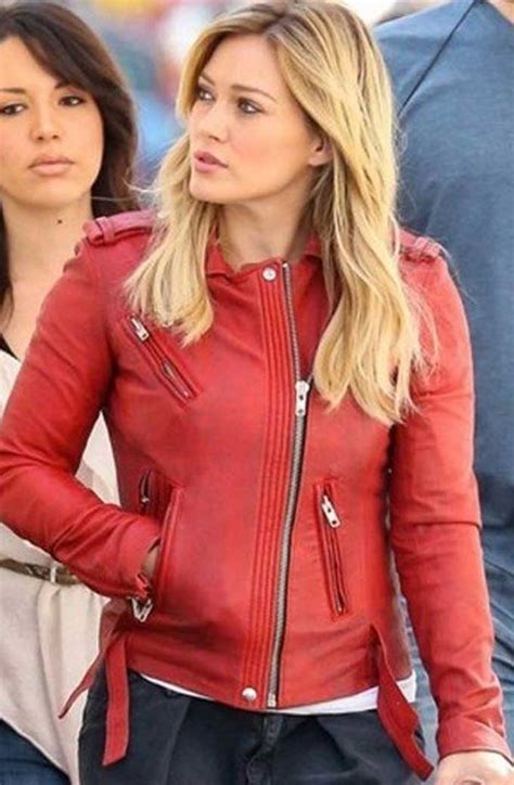 Younger Kelsey Peters Hilary Duff Red Biker Leather Jacket