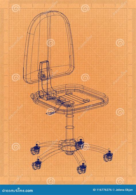 office chair retro blueprint stock illustration illustration