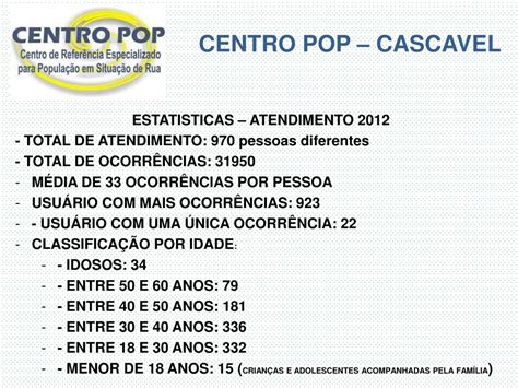 Centro Pop Cascavel - PPT - CENTRO POP – CASCAVEL PowerPoint Presentation, free download - ID ...
