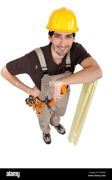 builder posing   tools  building supplies stock photo alamy