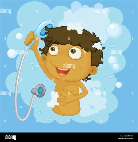 Illustration of boy a showering Stock Vector Image & Art - Alamy