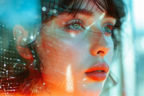 fashion modelas photo   chic mirror glitch effect duplicating