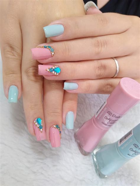 Unhas Rosas E Azul - Unhas Decoradas Rosas: 100 Modelos de Rosas para suas unhas