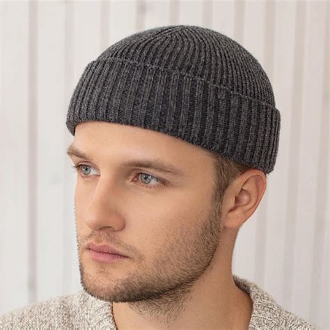 Fisherman beanie wool Beige short hat Docker beanie Watch | Etsy