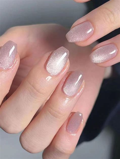 pcs simple french style silver cat eye false nails  coffin shape