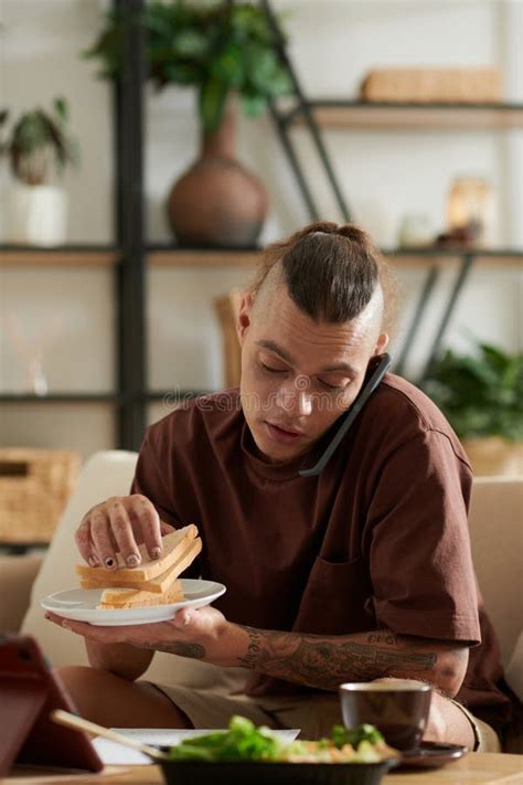 Man Enjoying Lunch Break stock photo. Image of explain - 242341158