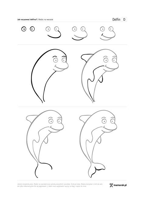 Поэтапное рисование дельфина для детей (много фото) - drawpics.ru