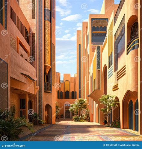 A Narrow Street with a Clock Tower in the Distance Stock Illustration