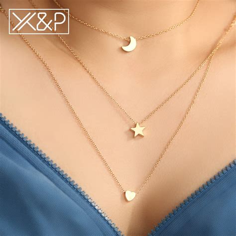 X& P Модные Цепочки с сердечком из розового золота и серебра, подарки ...