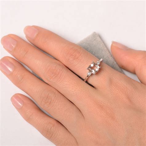 Morganite Ring Cushion Cut Ring Engagement Sterling Silver | Etsy