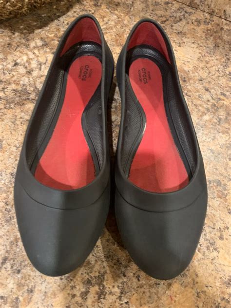 Crocs Lina Iconic Comfort Black Slip On Flats Shoes S… - Gem