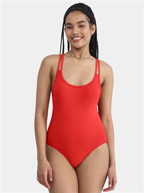 No Boundaries Women's High Leg One Piece Swimsuit, Cheeky Coverage