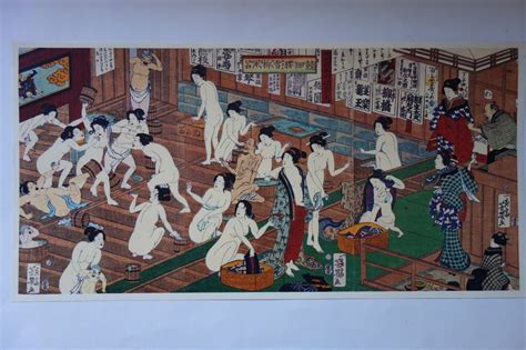 japanese genre painting public bath  women edo period  edo area