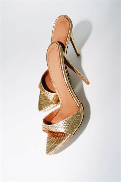 Gia Gold Reptile Vegan Mules 120 mm – Cult of Coquette