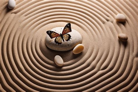 Premium AI Image | a butterfly sitting on top of a pile of rocks