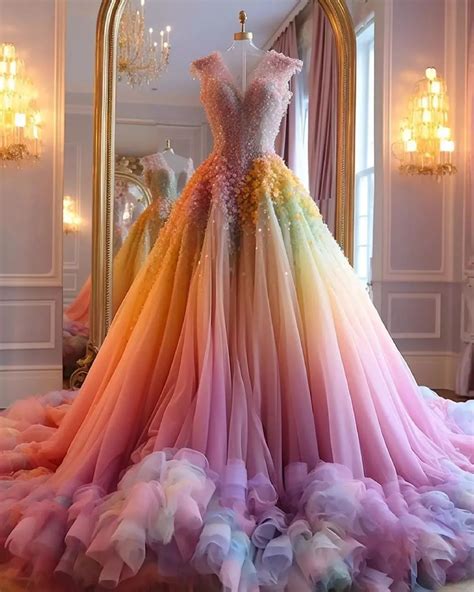 Rainbow color wedding dress 60 photos - Vianawedding.com