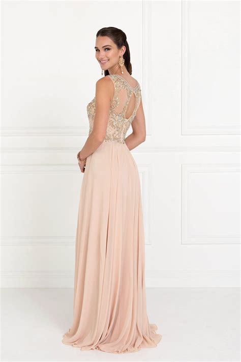 Charcoal Chiffon Illusion Sweetheart A - Line Long Prom Dress - Mother