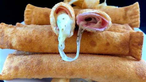 Enrolado De Presunto E Queijo Com Massa De Pastel - Enroladinho de Presunto e Queijo