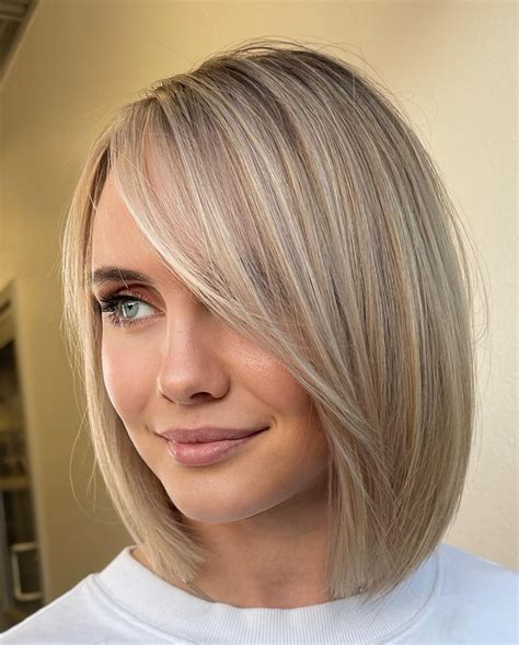 Soft Bob with Delicate Side Bangs Large Forehead Hairstyles, Haircut