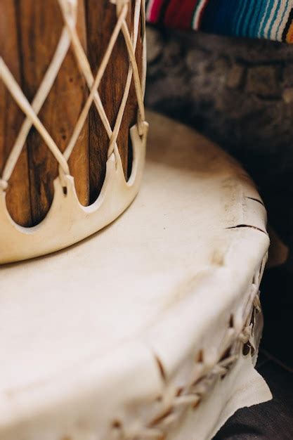 Premium Photo | Close up of handmade drums