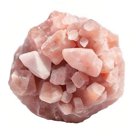 pink rock crystal mineral   white background stock illustration