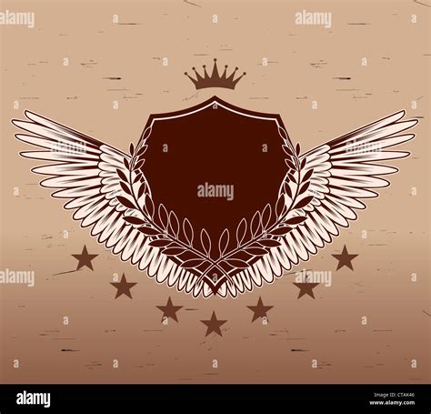 vector vintage emblem with shield Stock Photo - Alamy