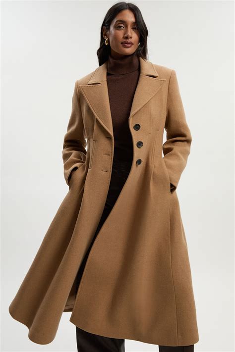 Jackets & Coats | Wool Corset Detail Full Skirted Tailored Maxi Coat