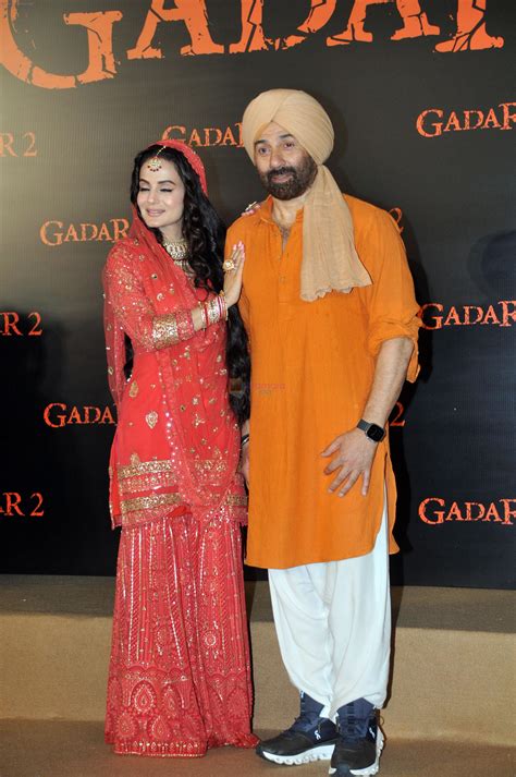 Ameesha Patel, Sunny Deol at the trailer launch of film Gadar 2 on 26