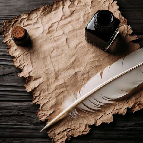 quill  ink classic writing tools stock image image  parchment