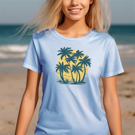 Palm Tree Retro T-shirt Tropical Island Tee Summer Vibes Palm Beach