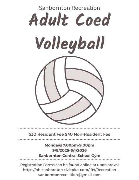 Adult Coed Volleyball 2025-2026 | Sanbornton, NH