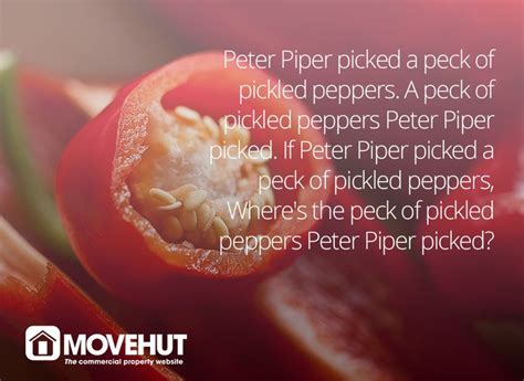 Pickled Pepper Tongue Twister Peter Piper Picked A Peck Of Pickled ...