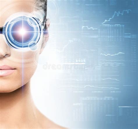 Portrait of a Woman with a Techno Eye Stock Photo - Image of lens ...