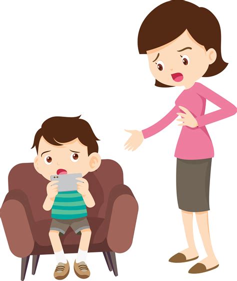 parent angry scold kid mobile phone addicted 47650425 PNG