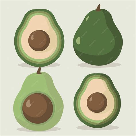 premium vector avocado fruit icon set  flat style avocado vector