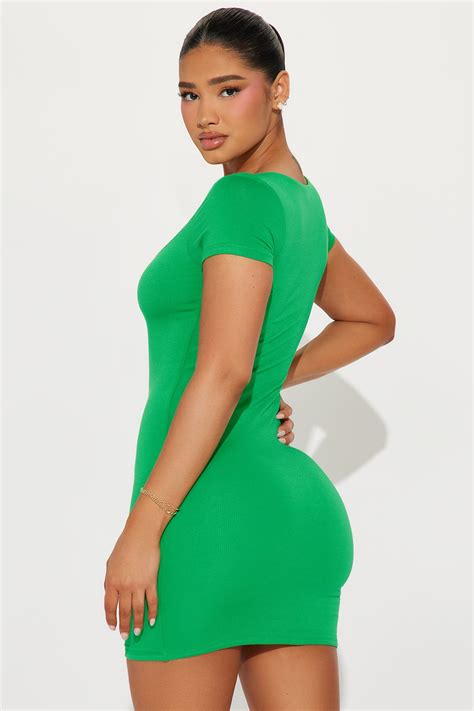 Vestido Mini Doble Tela Anna - Kelly Green | Fashion Nova