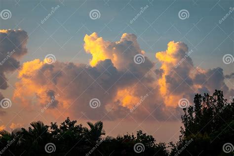 dramatic evening sky  clouds  sunset stock photo image  lights