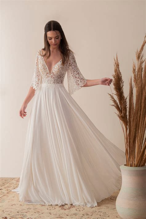 Flutter Sleeve Wedding Dress Lace at Debra Masters blog