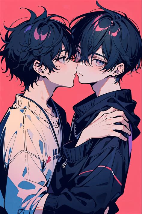 anime boys kissing     eyes closed seaart ai