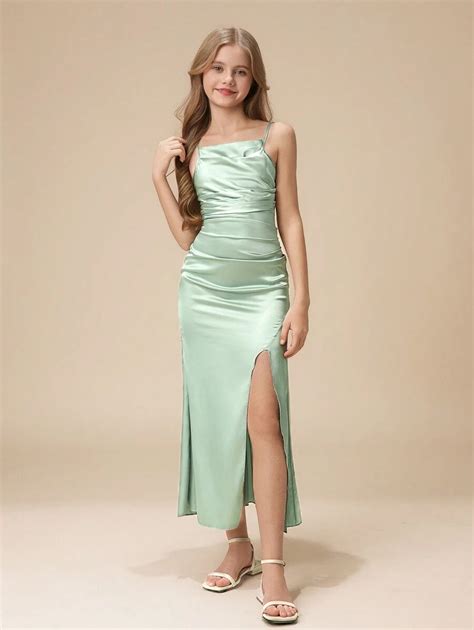 Tween Girl Flower Girl High-End Ruffled Collar Spaghetti Strap Dress
