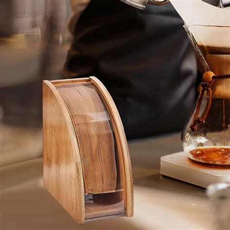 Bamboo Coffee Filter Paper Stand Organization Coffee Filter Holder for