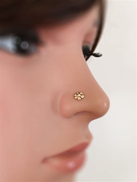 Nose Stud Gold 14K Nose Jewelry 20g Nose Piercing Stud - Etsy Israel