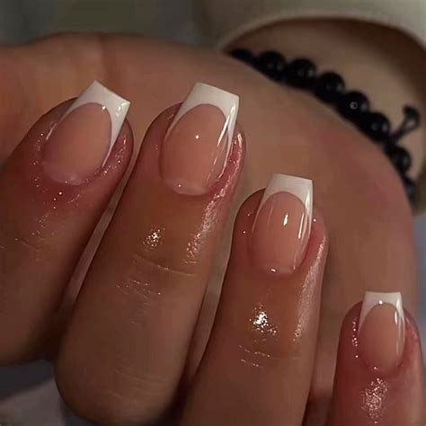 ellie vincy press  nails short coffin french tip short square