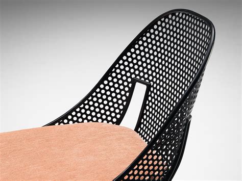 Rare Giuseppe De Vivo Set of Four Dining Chairs in Black Perforated ...