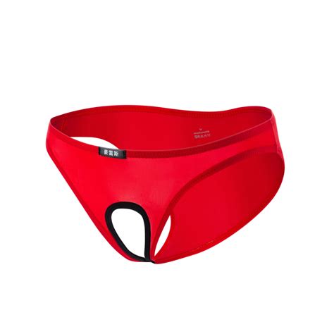 Men Penis Hole Gay Underwear Open Front Briefs Low Waist Breathable Gay